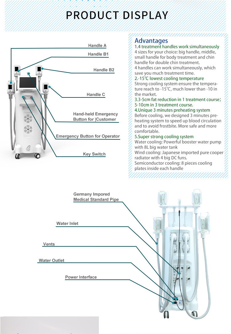 Medical 4 Handpiece Cryolipolysis Cryotherapy weight loss Cool Tech Cell Slimming Machine Price Fat Freezing Machine CE