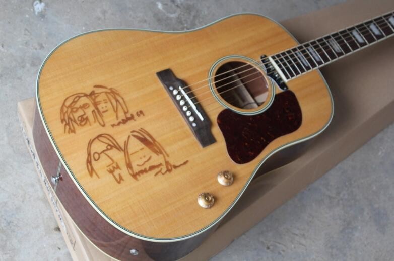Natural Chibson G160e acoustic guitar John Lennon signature G160 electric acoustic guitar top drawings G160