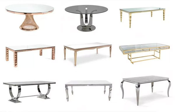Luxury Stainless Wedding Round Dining Table For Banquet Event Wedding Furniture