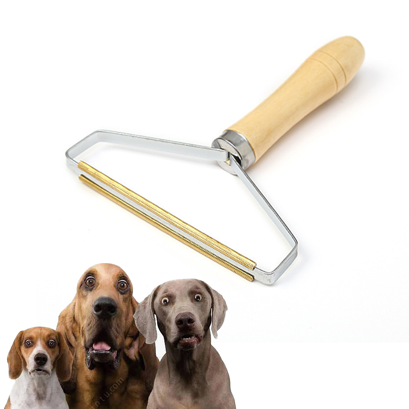 Pet Hair Remover Brush Wooden Handle Grooming Products Stainless Steel Cleaning Dog Cat