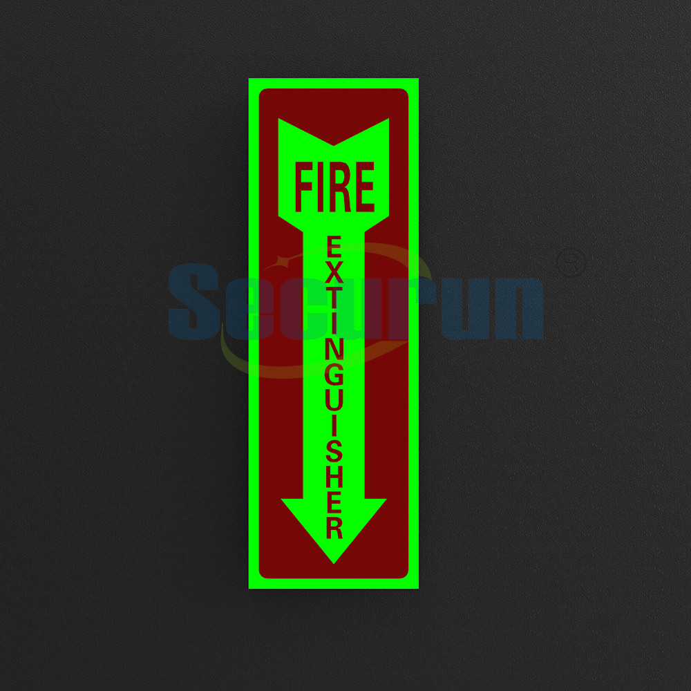 Rectangle Aluminum Safety Photoluminescent Fire Extinguisher Sign Glow In The Dark