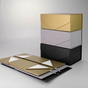 Quality Folding Cardboard Paper Gift Box Gold Magnetic Packaging Box wholesale