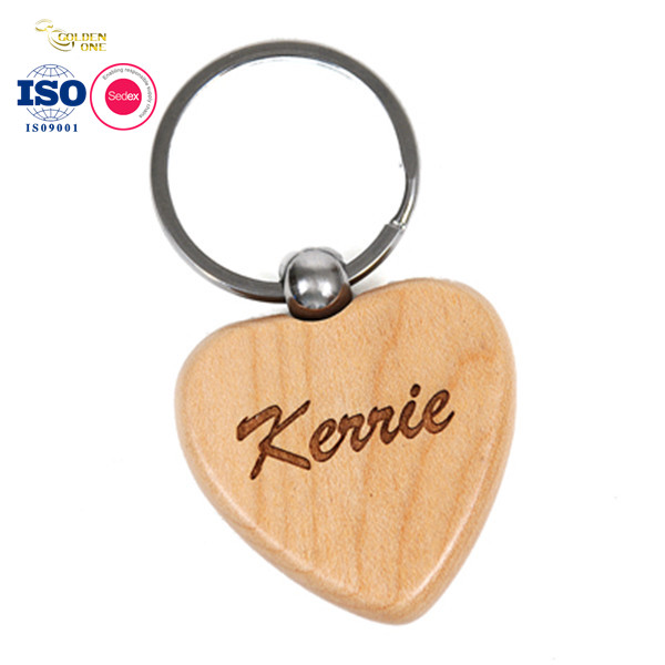 Hard Wood Carved Keychain , Round Shape Key Fob Key Holder Customised