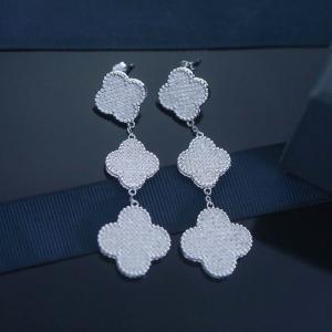 Quality Custom Silver 925 Sterling Earrings CZ Four Leaf Pendent Drop wholesale