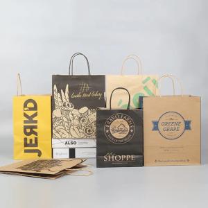 Quality Custom Printed Shopping Kraft Paper Bag With Handle Restaurant Fast Food Takeaway Bag wholesale