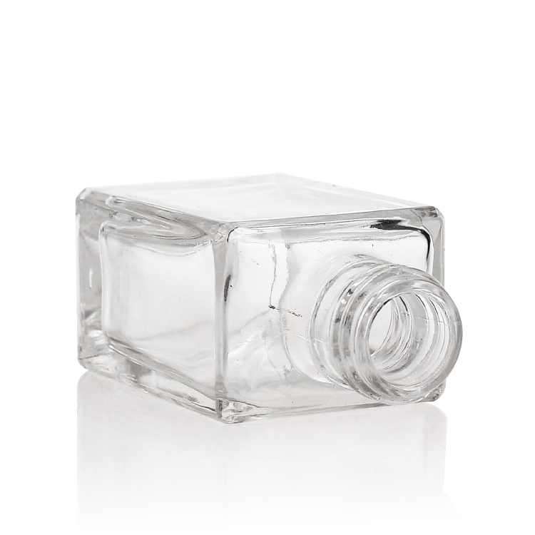 Clear Cosmetic Packaging 30ml Square Foundation Lotion Glass Bottle F133