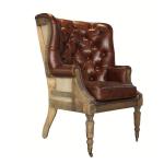 Button Wingback Chair Antique Leather Armchairs With Deconstructed Wheels