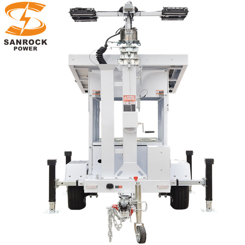1305W Mobile Solar Light Tower Trailer Mounted Lighting Tower US / AU / EU Standard