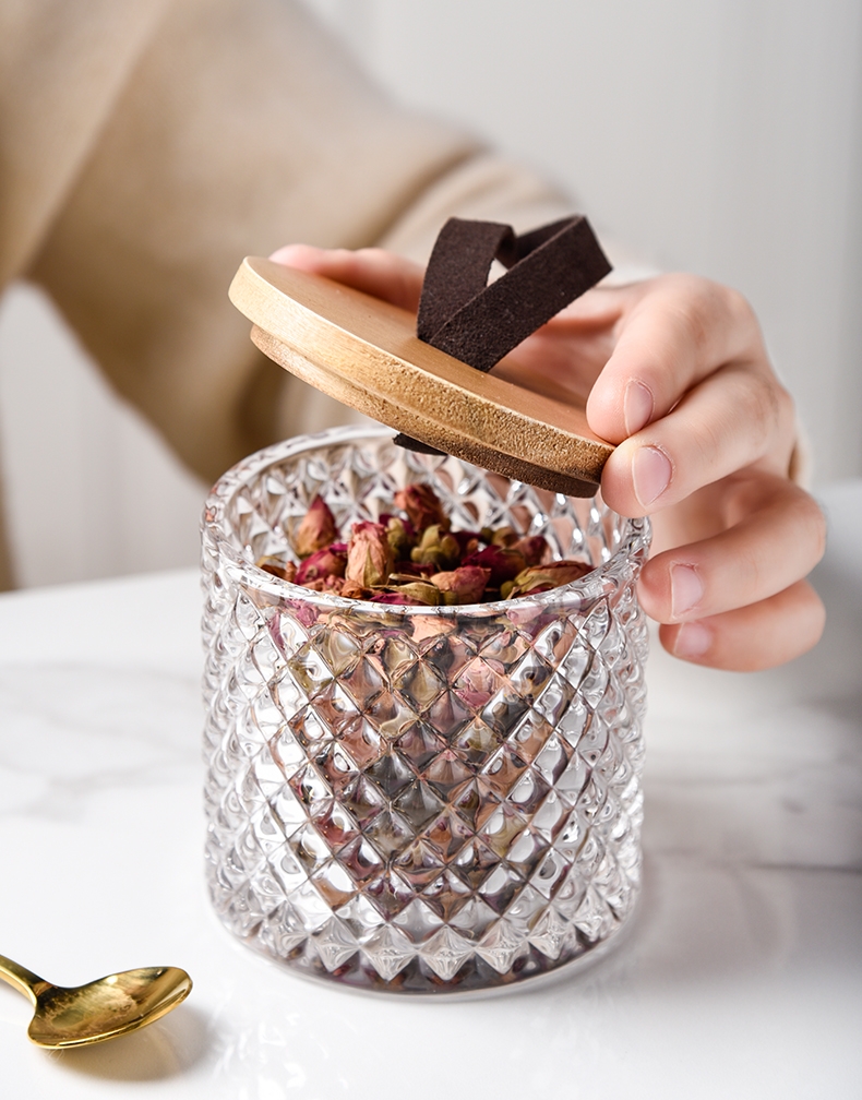 Modern Design Sustainable Kitchen Canister Set With Lid Crystal Storage Jars Set