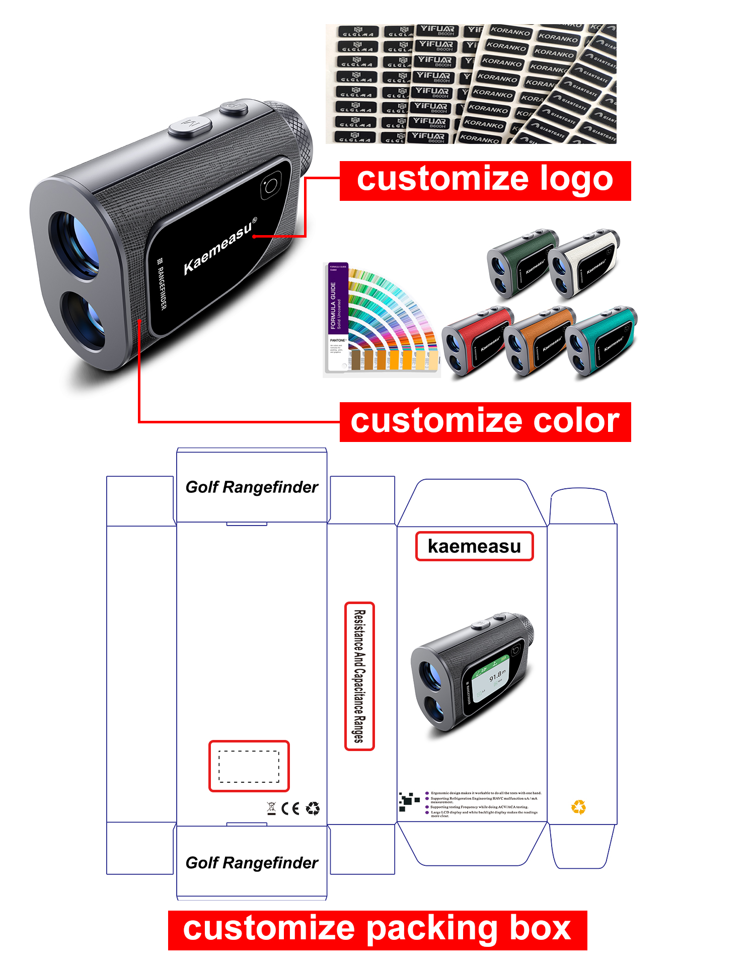 F Model Affordable Golf Rangefinder Slope Pin Seeking Lightweight Laser Distance Measuring Tool