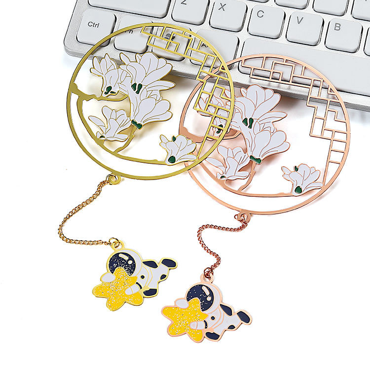 Custom Metal Enamel Magnetic Bookmarks Gold Sliver Plated Painted