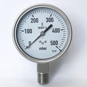 Quality EN837-3 500 Mbar Capsule Pressure Gauge 100mm All Stainless Steel Pressure Gauge wholesale