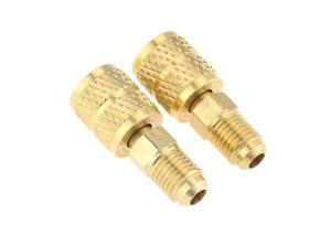 Quality Refrigerant Retrofit Brass Quick Coupler Adapter 1/4&quot; Male Flare 5/16&quot; Female wholesale