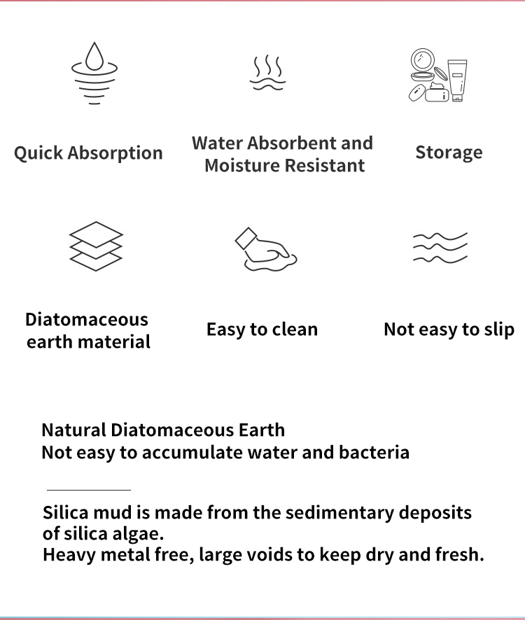 Modern Natural Diatom Mud Bath Mat Drying Mat Water Absorbing Fiber Diatomite Soap Mat