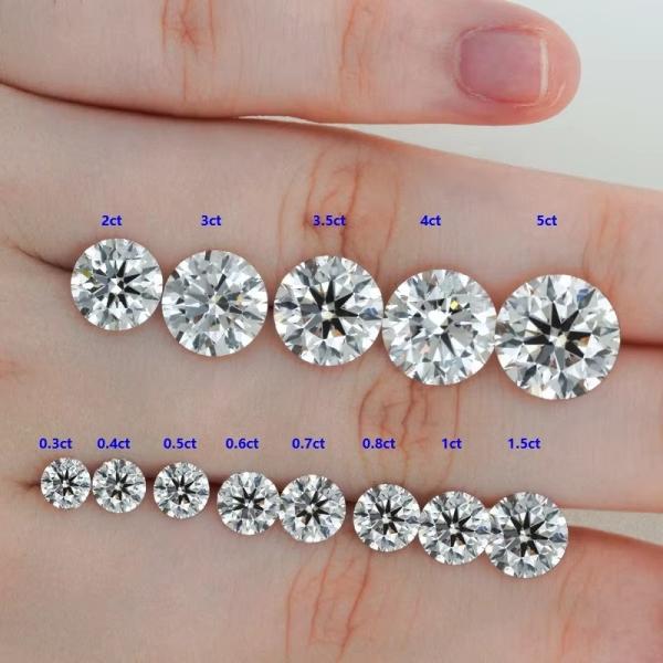 0.5ct 1ct 1.5ct 2ct 3ct White Loose Moissanite Diamond HPHT CVD Lab Grown