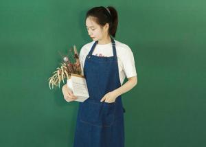 Quality Dark Blue Waist Pocket Mens Kitchen Aprons wholesale