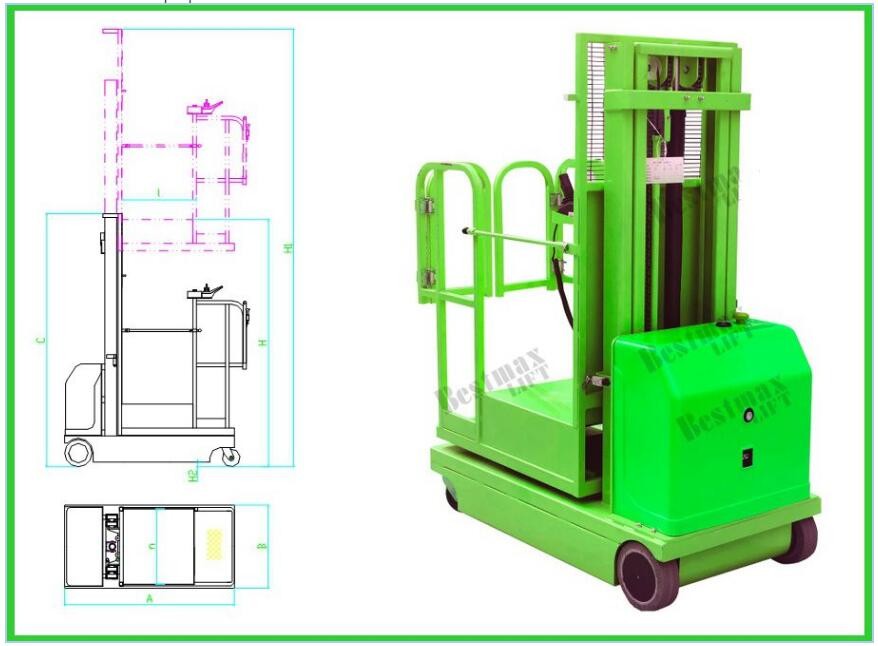 2.7 - 4.5m Self Propelled Warehouse Order Picker Safety Convenient To Operate