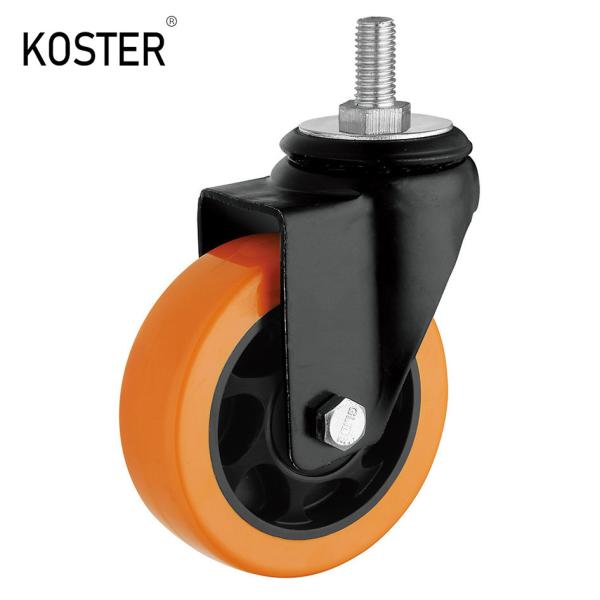 75mm 3inch Orange Industrial Trolley Furniture PU/PVC Castor for Heavy-Duty