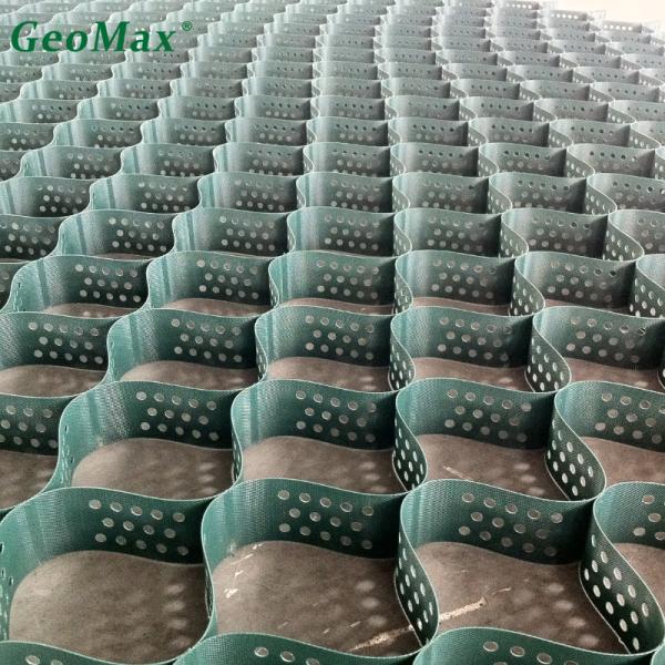 Black HDPE Geocell 75mm Height 445mm Welding Space For Parking Lot Highway