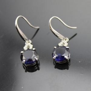 Quality 18k White Gold Plated 925 Silver Round Tanzanite Cubic Zircon Earrings (PSJ0163) wholesale