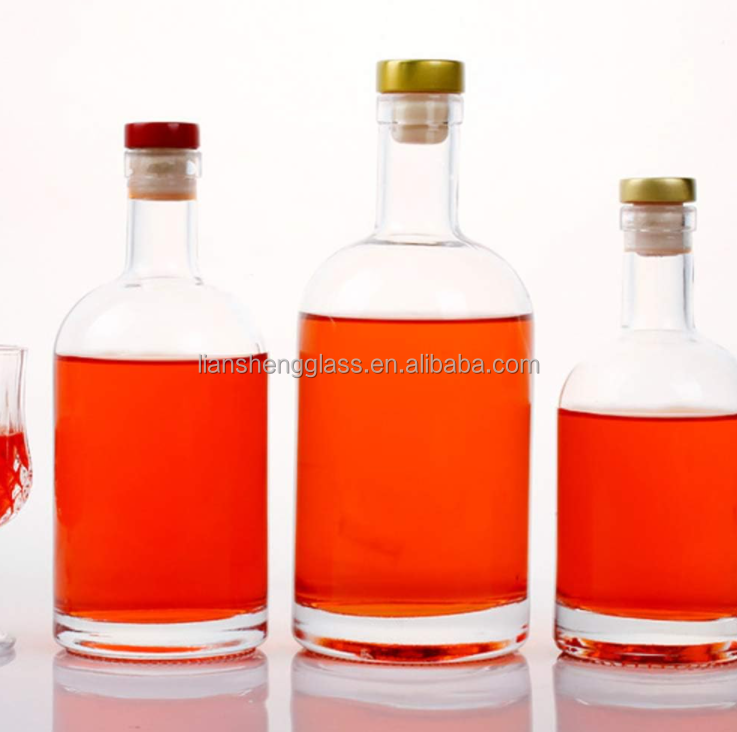 Glass Collar 350 ml 500 ml 700 ml Luxury Vodka Bottle for Refillable Clear Glass Bottles