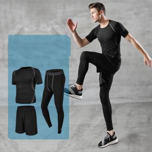 Quality Men's Compression Pants Top Short Sleeve Sports Suit Running Wear wholesale