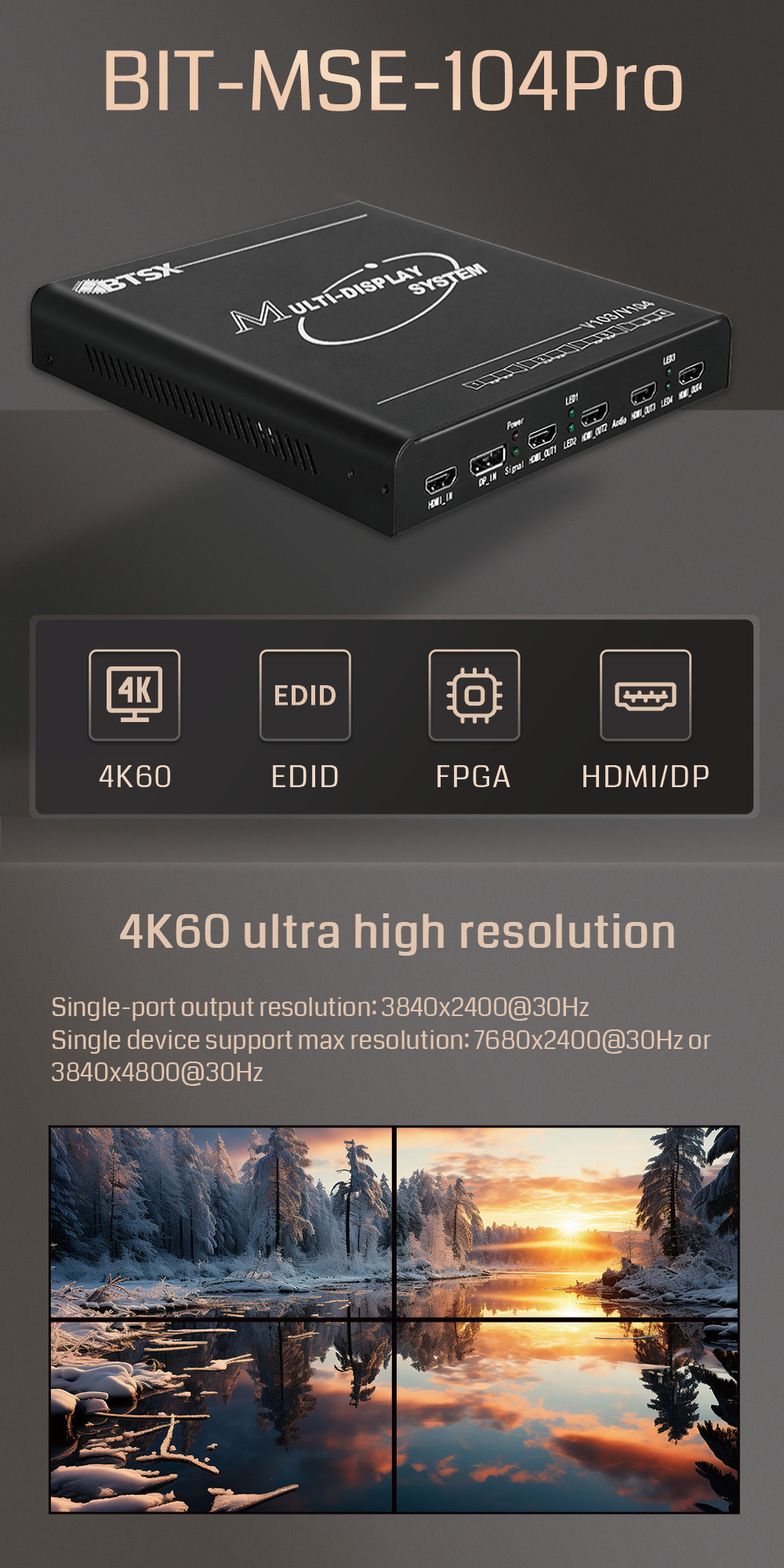 HDMI Video Wall Processor 1x4 2x4 1x8 4K Video Wall Controller