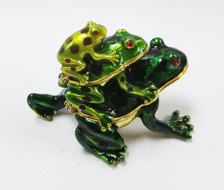 Baby Mum Frog trinket jewelry box Pewter Frog Trinket Box Jewelry Box