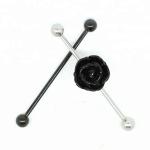 Orange and black acrylic flower industrial ear barbell piercing women jewelry