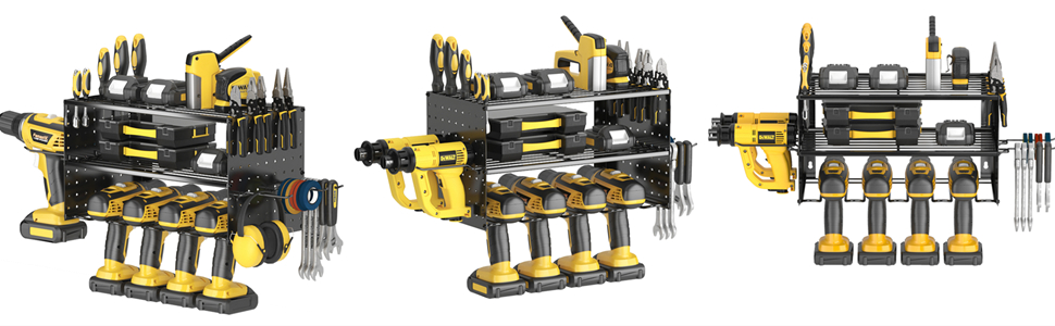 Stylish Cordless Drill Tool Holder Organization Storage Rack for Pegboard Power Tools