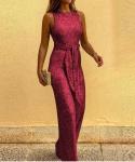 Custom Clothing Factory China Round Neck Sleeveless Sequined Backless Jumpsuit