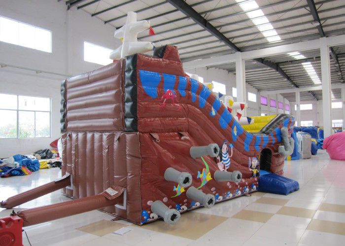 Large Kids Outdoor Inflatable Pirate Ship Fire Resistance PVC digital painting inflatable pirate boat jump house