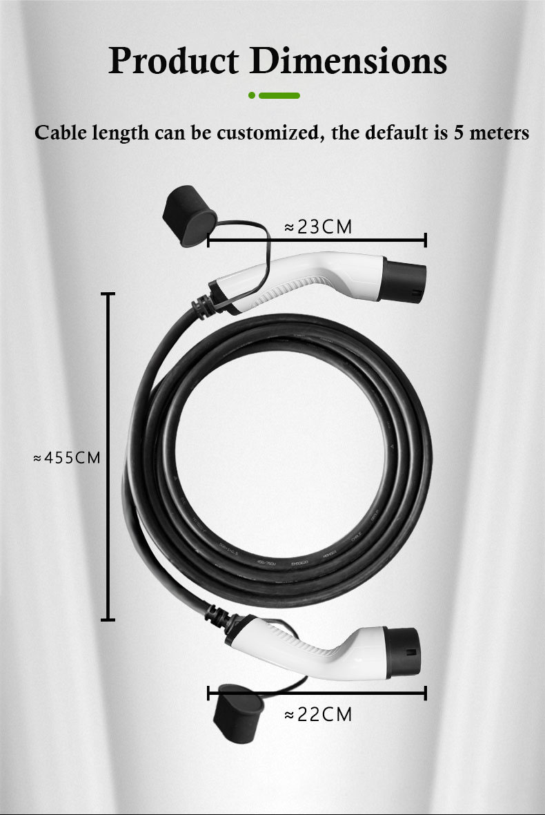 3.5KW/7KW/11KW/22KW Type2 To Type2 Extension Charging Cable With Prophylactic And Leakage Protection