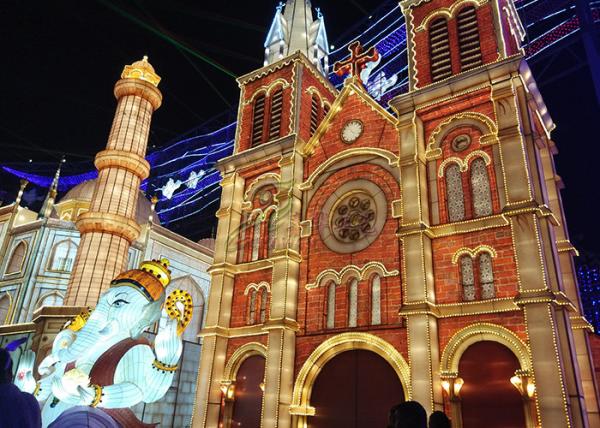 Normal European Architecture Fabric Chinese Lanterns Culture Display Commercial