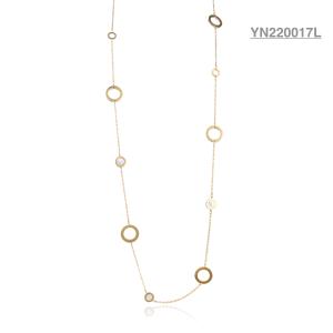 Quality 18k Stainless Steel Layered Necklace White Shell Inlay Circle Stacking Necklaces Gold wholesale