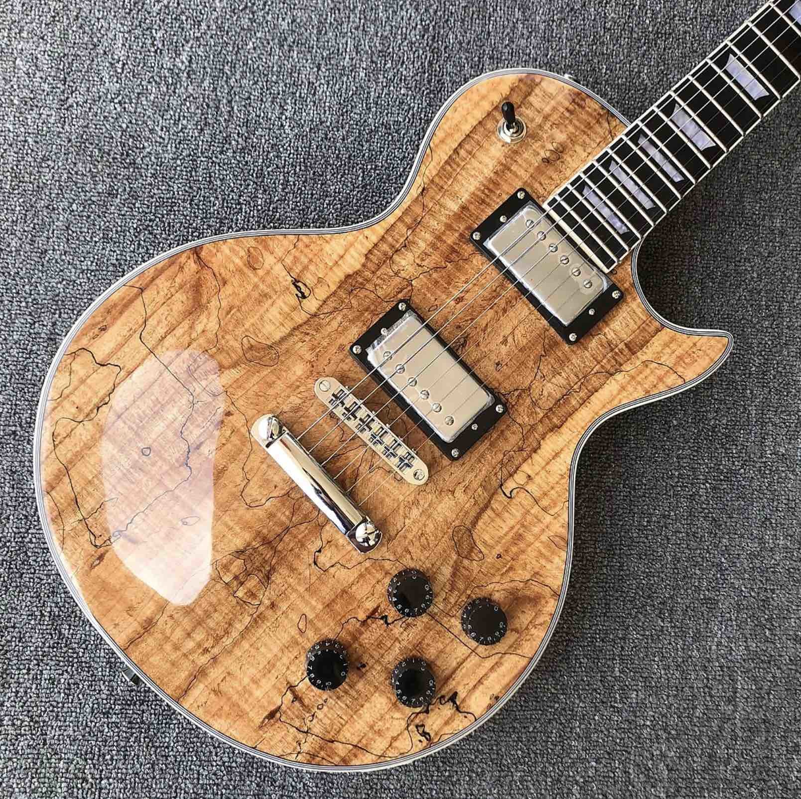Top quality Grand Natural Maple top Electric Guitar, Solid Mahogany Body 6 strings Guitarra Gloss finish