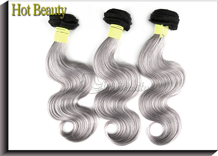 Double Weft 20 inch Brazilian Human Hair Extensions Grey Color No Shedding