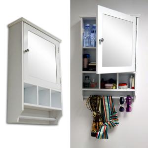 Quality MDF Panel OEM Wall Mounted Antique Mirror Cabinet 5 Wood Compartment wholesale