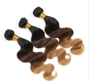 Quality Stock Black / Yellow Ombre Virgin Hair Weave Body Wave for Women wholesale