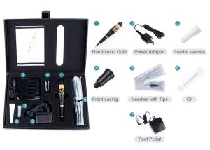 Quality Multifunctional Semi Permanent Makeup Pen , Gold Digital Eyebrow Tattoo Gun wholesale
