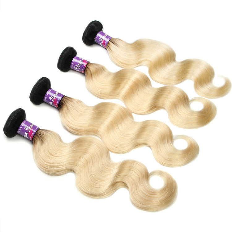 1b 613 two tone hair ombre hair weaves dark root blonde weave virgin brazilian hair weft