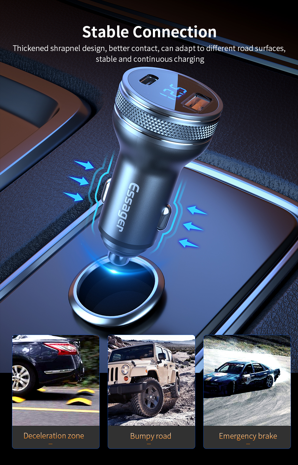 LCD Display USB C PD Car Phone Charger PD QC3.0 Quick Charge 36W