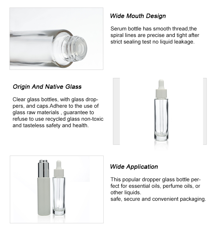 Custom Logo 30ml / 1OZ Glass Oil Dropper Bottle For Skin Care Liquids