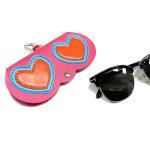 Portable Cartoon button eyeglasses bag Handmade PU sunglasses bag
