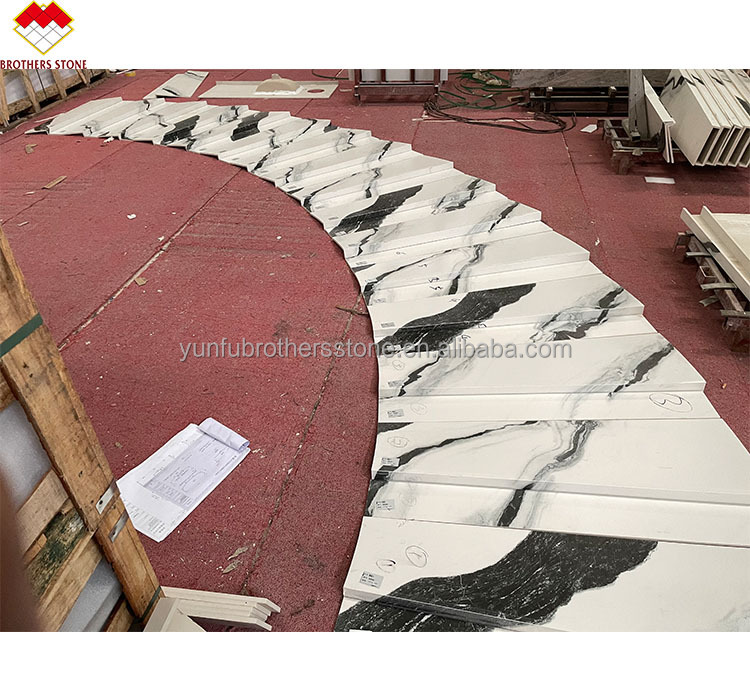 High Polished Modern Design Calacatta White Marble Stairs and Steps for Indoor Villa