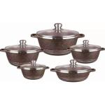 Home Kitchen Aluminum Cookware Set 10 Pieces With Tempered Glass Lid