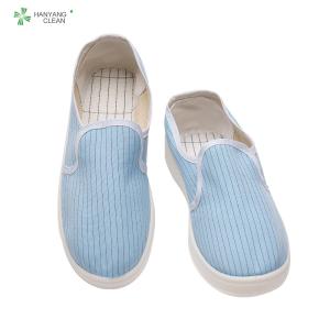 China PU Canvas Blue Cleanroom Footwear Shoes With Anti Static Textile Lining on sale