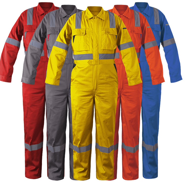 Custom Logo Industrial Worker Uniform Cotton Material Blue Grey Orange