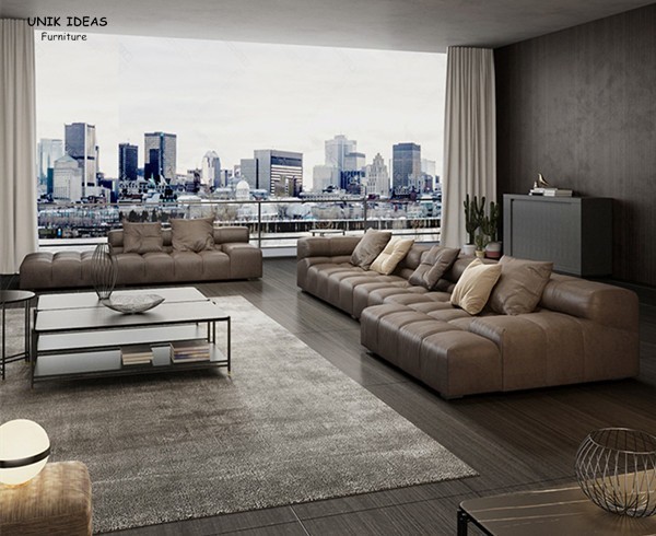 80 Inch 96 Inch Grey Leather Corner Sectional Sofa Small Couch Chaise 4 Seater