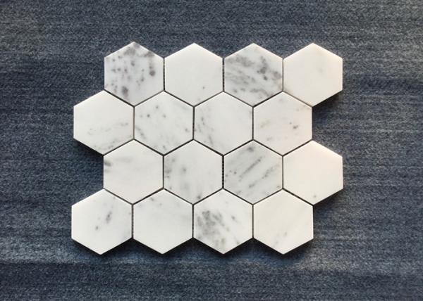 Oscar White Bathroom Natural Stone Mosaic Tile 10 Mm Thickness For Wall